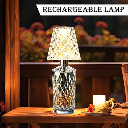 Table Lamp for Wine Bottles with Acrylic Crystal Shade, 2000mAh Battery, Three Colors and One or Two-Pack Options