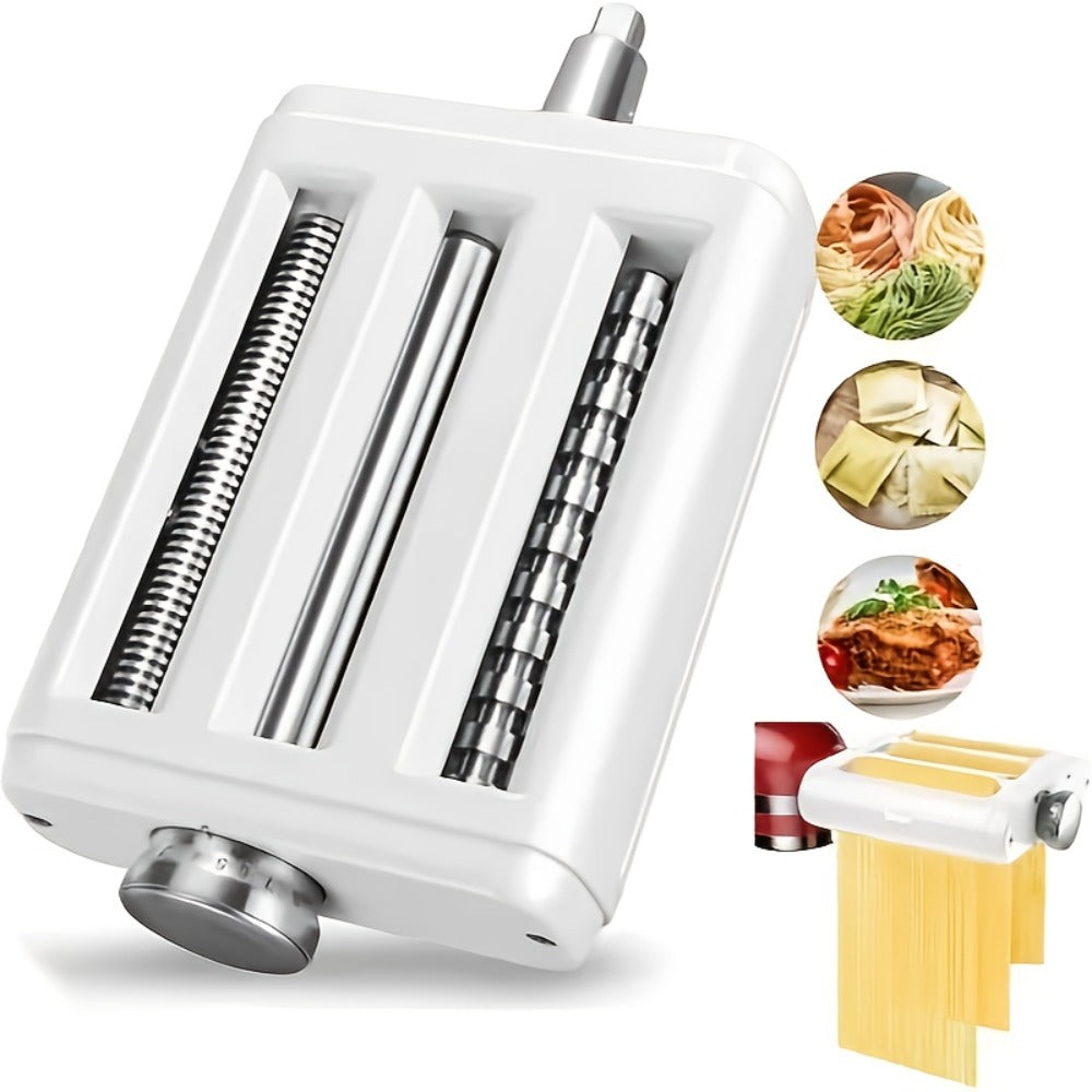 Pasta Maker Attachment for Stand Mixer, 3-in-1 Stainless Steel Noodle Making Kit for Homemade Spaghetti & Fettuccine