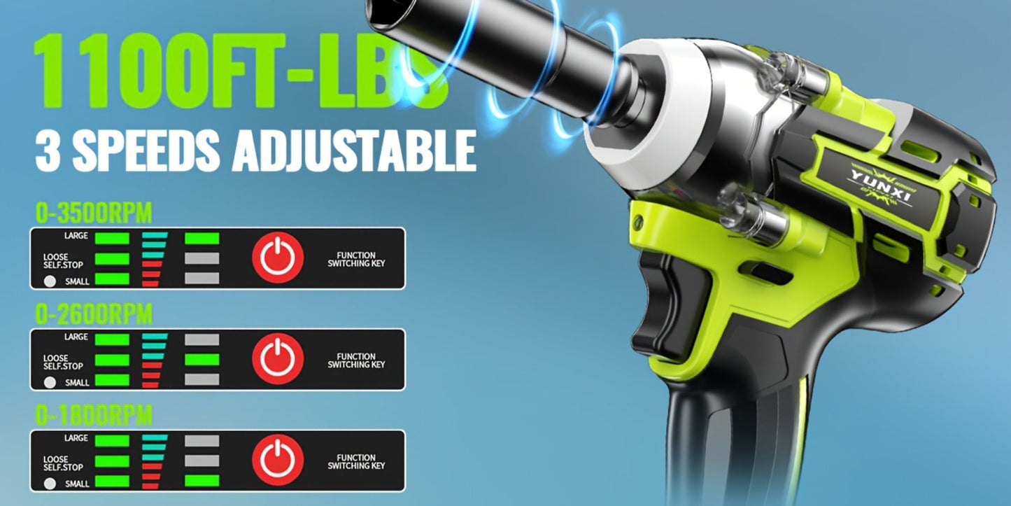 Cordless Impact Wrench Brushless Motor 3-in-1 High Torque, Rechargeable Battery, Design, Variable Speed