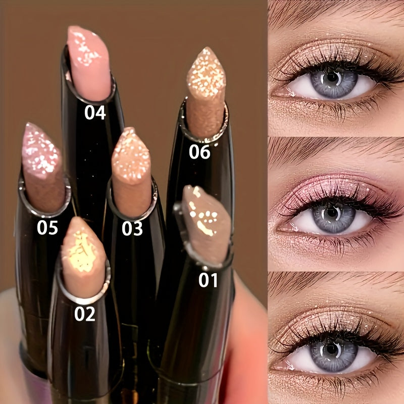 Shimmer Eyeshadow Stick Set 6 Pcs for Women – Pearl Sparkling Waterproof Long-Lasting Eye Makeup Pens with Squalane
