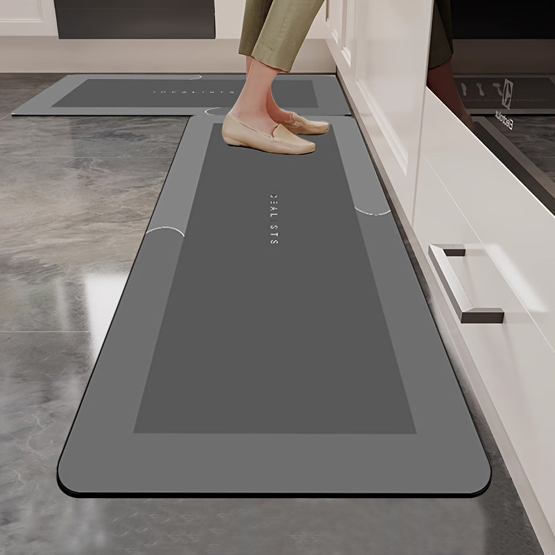 Kitchen Mat Set 2 Piece Anti-Slip Water Absorbent Thickened Diatom Mud Floor Mats for Kitchen Bathroom Entryway