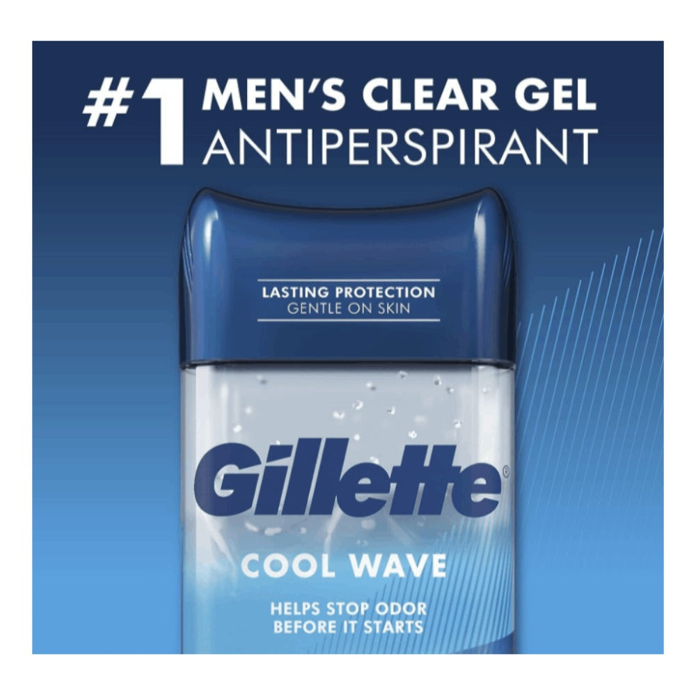 Antiperspirant Deodorant for Men Gillette Clinical Protection, Clear Gel Cool Wave Scent, 3.8 oz