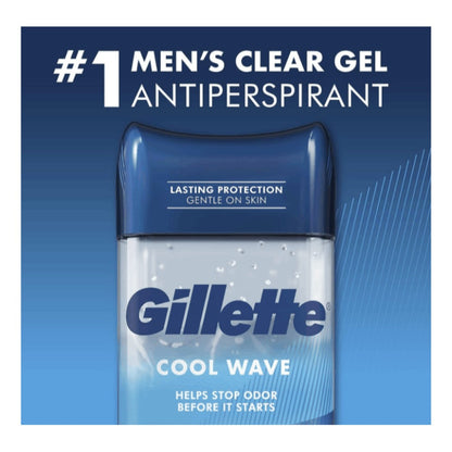 Antiperspirant Deodorant for Men Gillette Clinical Protection, Clear Gel Cool Wave Scent, 3.8 oz