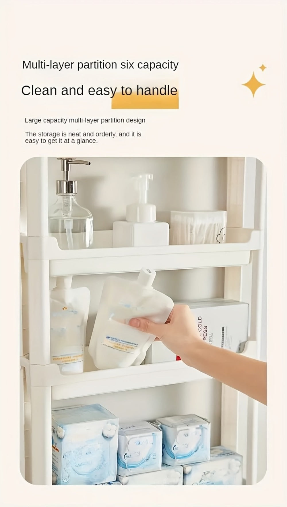 Behind Door Storage Rack, Multi-Layer Slim Organizer for Bathroom & Kitchen, Space Saving Over Door Shelf