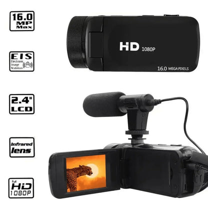 1080P Digital Camera with 2.7" Rotatable Screen 16x Zoom Built-in Mic & Fill Light, 16MP CMOS, 32GB Card