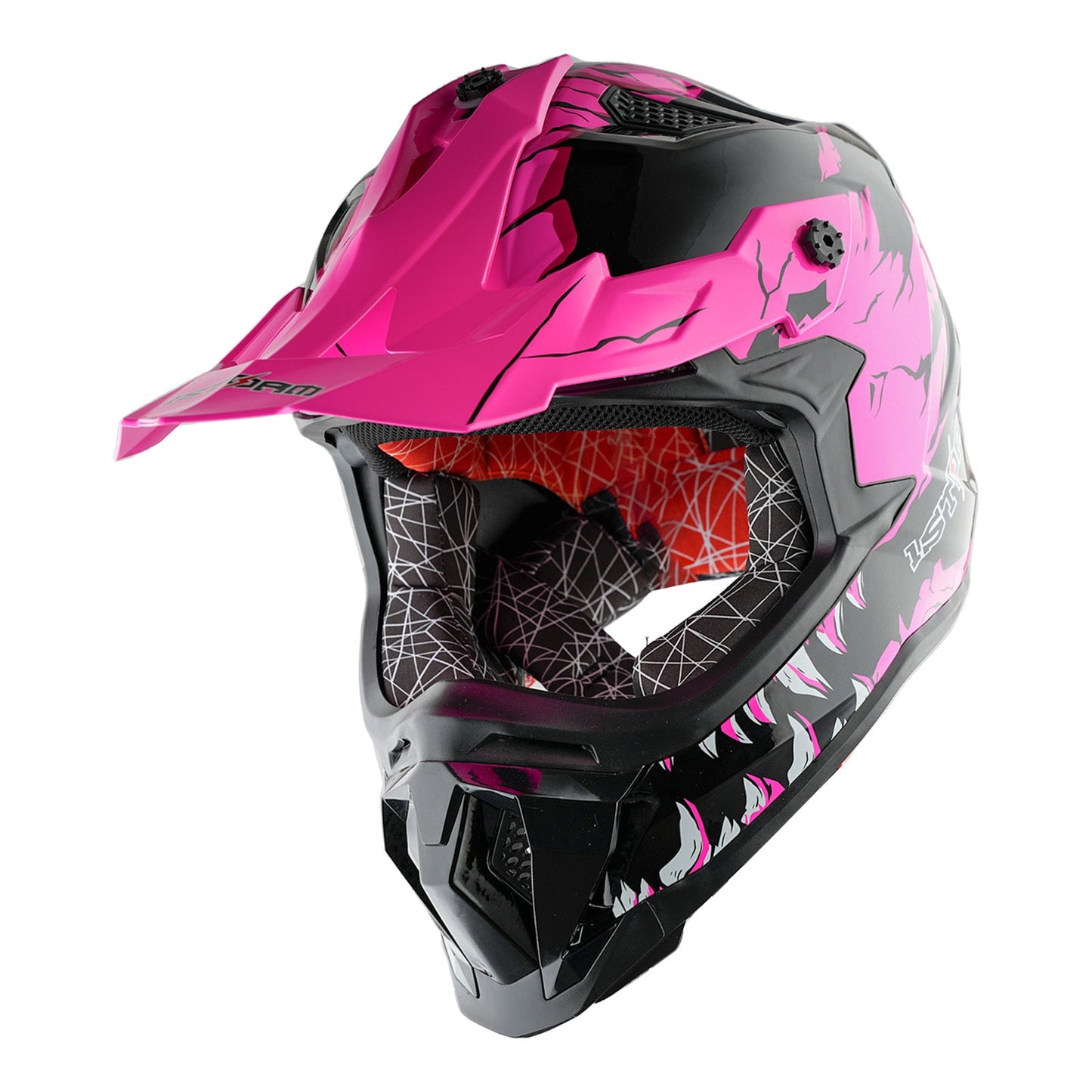 Motorcycle Helmet 1STORM Dirt-Bike Full-Face Shell with Peak Visor, XS-XXL Sizes, Padded Liner and Graphic Styles