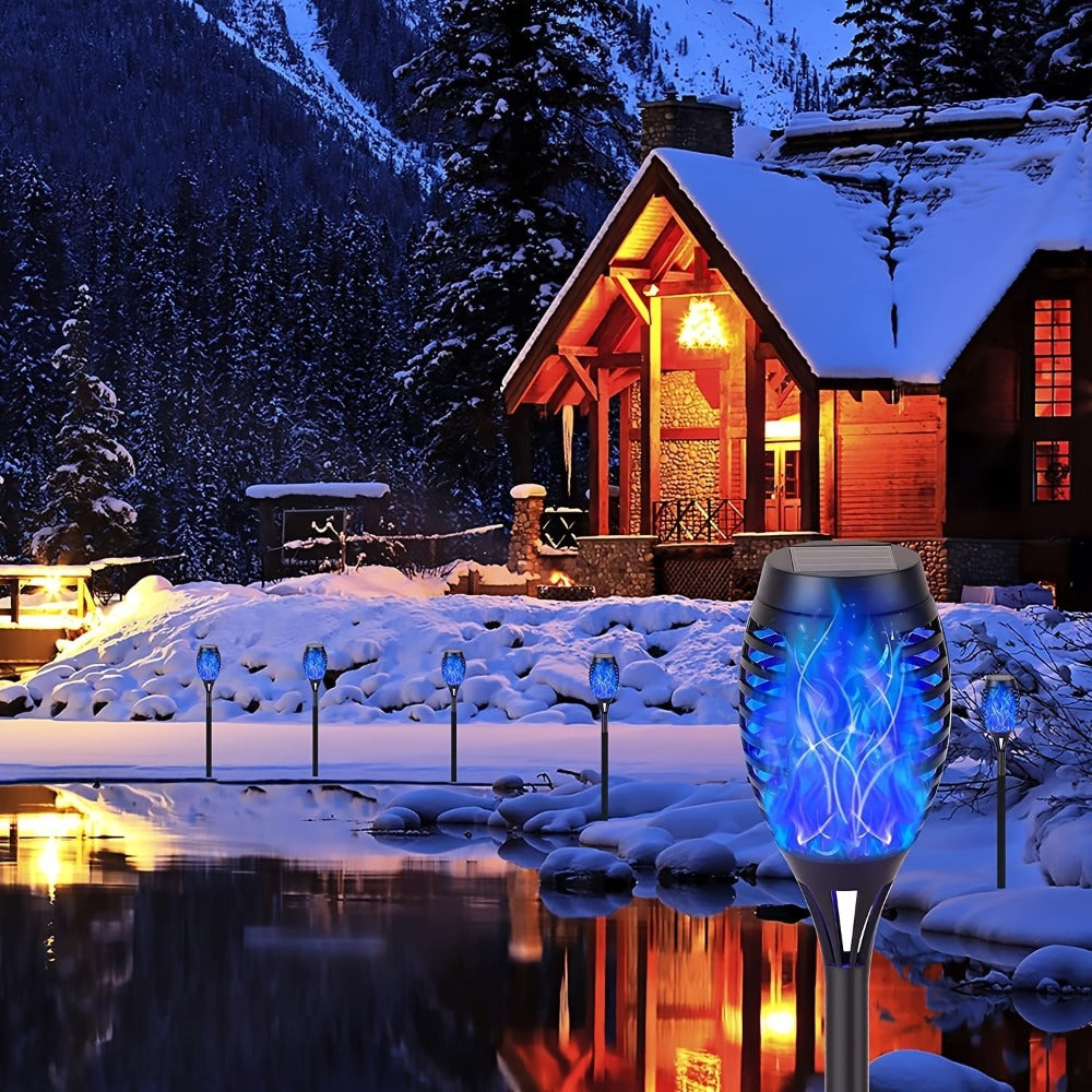 Solar Torch Lights Flickering Flame Outdoor, Dancing Flame Solar Garden Lights, Landscape Pathway Torch for Garden