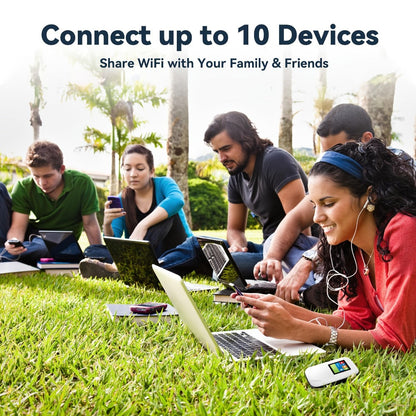 4G LTE Mobile WiFi Hotspot with SIM Card Included, Connect Up to 10 Devices, No Contract, Verizon & AT&T Compatible