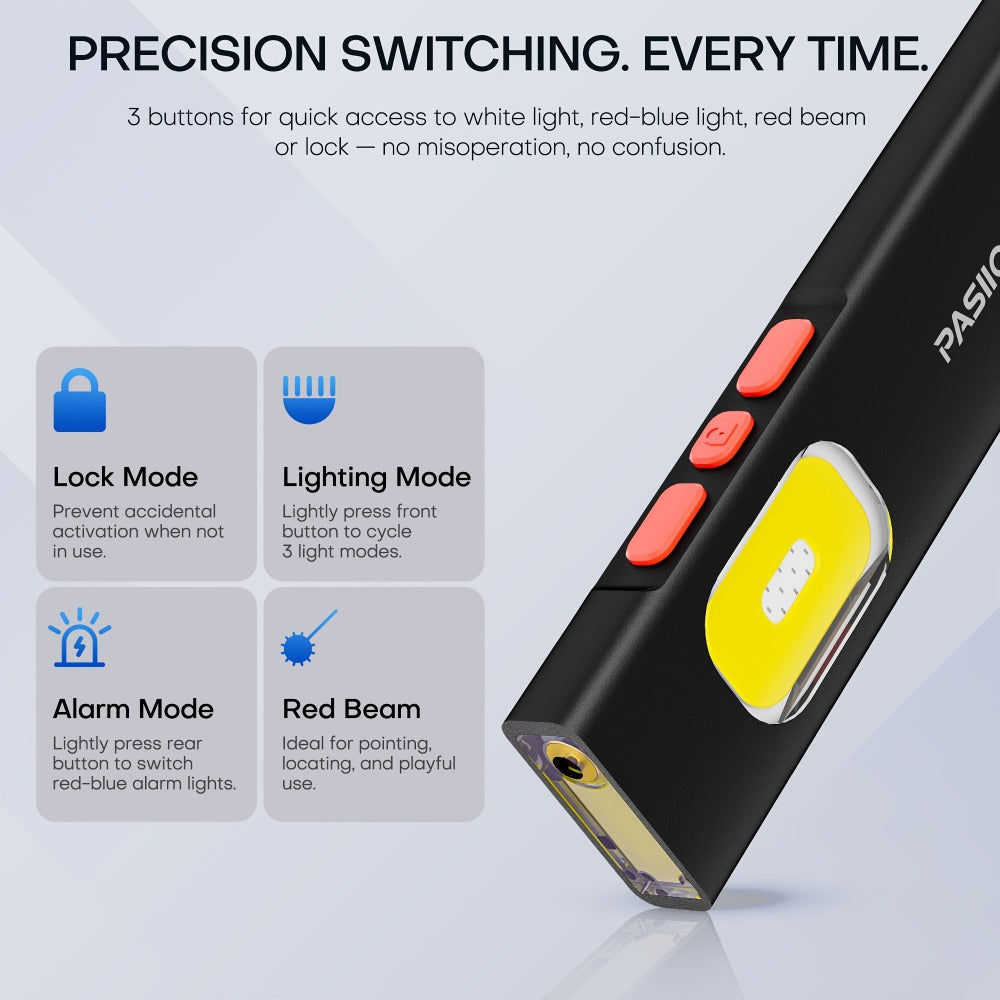 Multi-Function EDC Flashlight 11 Lighting Modes, UV Infrared Red Laser COB Work Light Magnetic Tail