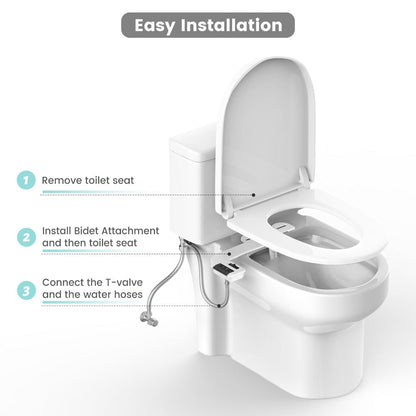 Bidet Attachment for Toilet – Dual Retractable Nozzle Non-Electric Self-Cleaning Fresh Water Bidet Sprayer