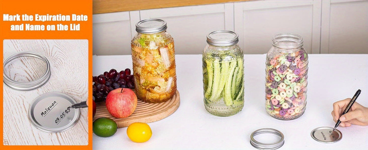 Mason Jars 64oz Wide Mouth with Lids 3 Pack Large Glass Canning Jars Airtight for Food for Home Cooking, Dining and Outdoor Meals
