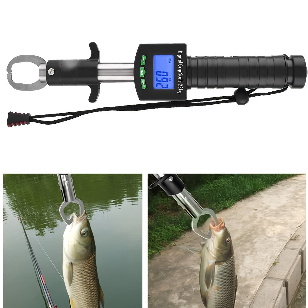 Digital Fishing Scale 25kg/55lb with Tape Measure – Portable Electronic Fish Weight Scale with LCD Display