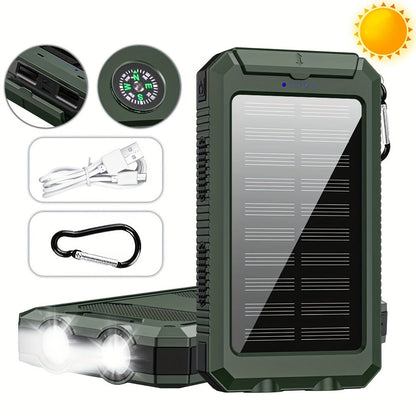 Solar Power Bank 40000mAh with Built-in 4 Cables & 15W Wireless Charging – 6 Outputs 3 Inputs Dual LED Flashlight Portable Charger