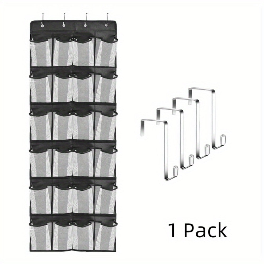 Over Door Shoe Organizer 24 Large Mesh Pockets, Foldable Breathable Hanging Storage Rack for Entryways, Bedrooms and Living Spaces