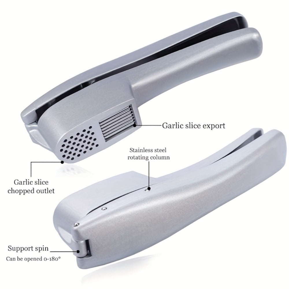 Garlic Press 2-in-1 Garlic Mincer and Slicer Stainless Steel Manual Garlic Crusher Presser for Fine Mince Puree Kitchen Tool for Home