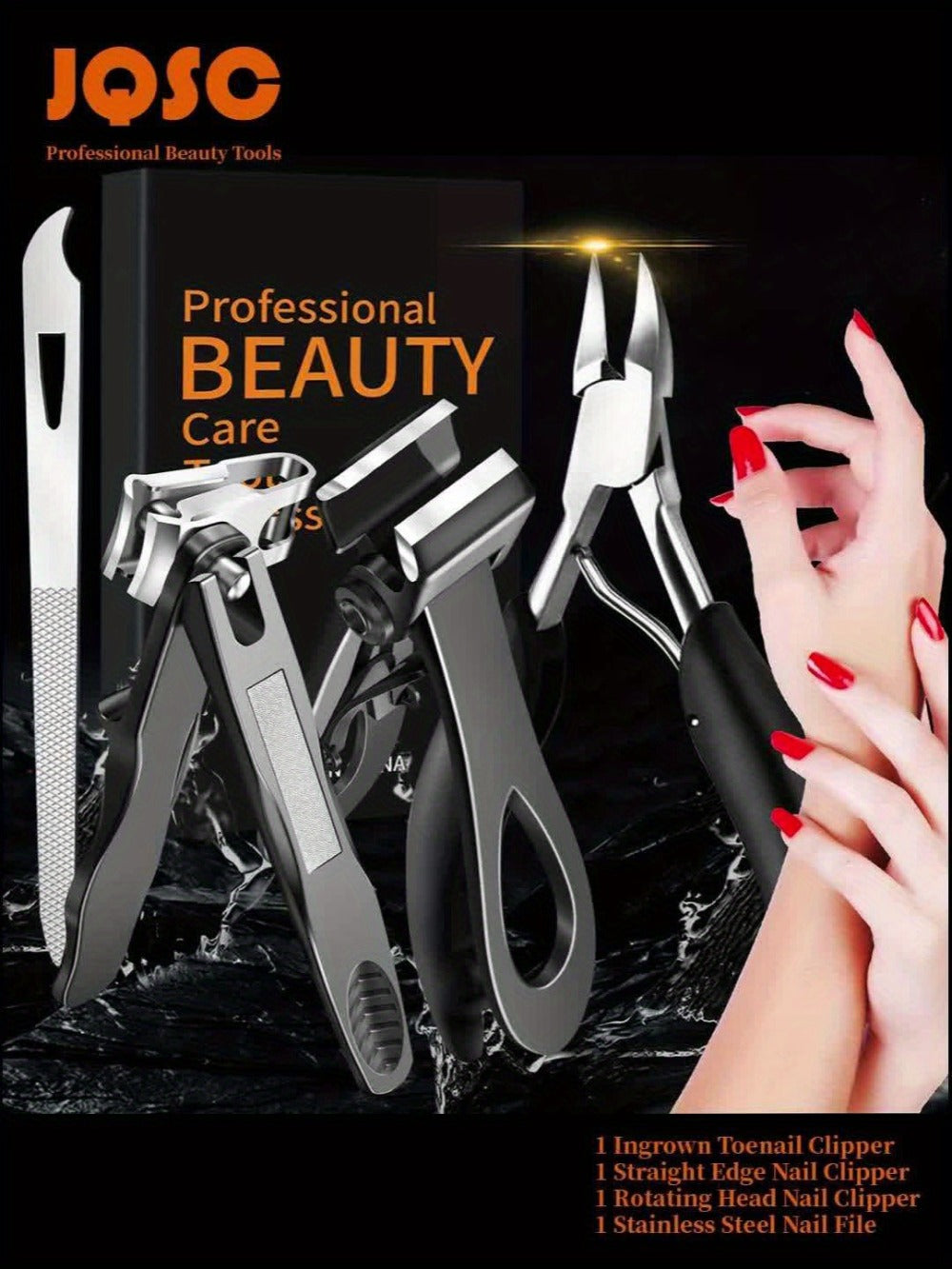 Heavy Duty Toenail Clippers Set 3 Piece for Thick Nails – Wide Jaw Stainless Steel Straight & Angled Nail Clipper with Nail File
