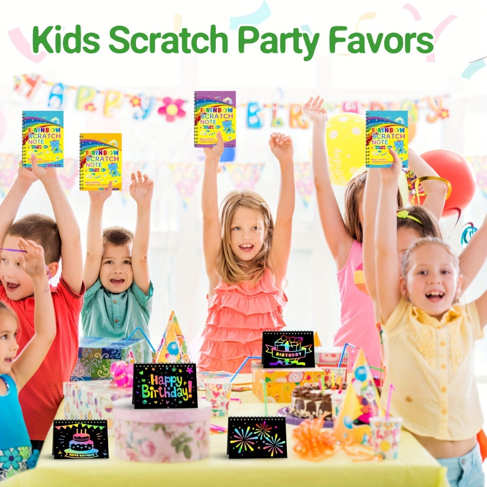 Scratch Art Notebooks 48 Pack Rainbow Scratch Paper Party Favors for Kids Birthday Gifts for Parties, Celebrations and Guest Favors