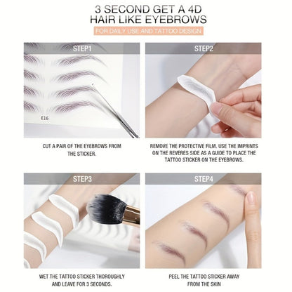 6D Eyebrow Tattoo Stickers Waterproof 8 Pcs for Women Girls, for Temporary Body Art, Festivals and Costumes