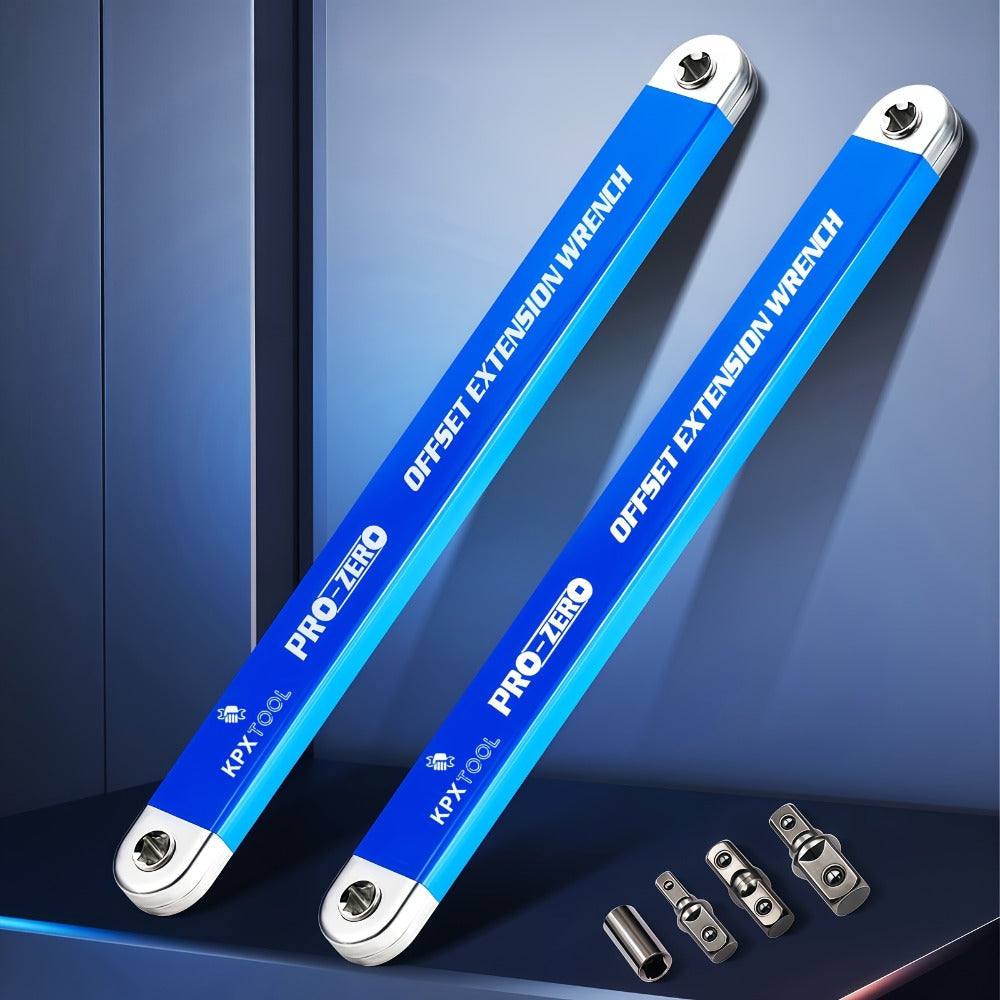 Offset Extension Ratchet Wrench Set with 1/4-, 3/8- and 1/2-Inch Adapters in Five Handle Colors