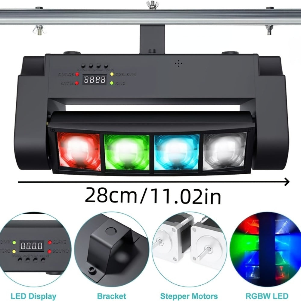 Spider Beam Moving Head Stage Light 8x3W RGBW LED DJ Disco Light Sound Activated DMX-512 for Entryways, Bedrooms and Living Spaces