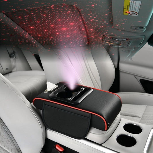 Car Armrest Box Cover Starry Sky Memory Foam Center Console Pad with Type-C USB Charging Port & Storage Pockets