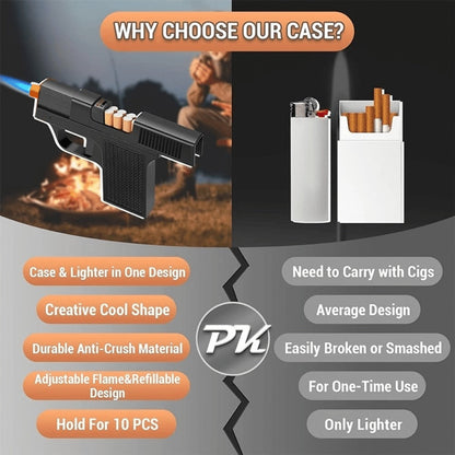 Blue Flame Torch Lighter with Adjustable Flame, Windproof Butane Cigar Lighter for BBQ Outdoor Survival Kitchen