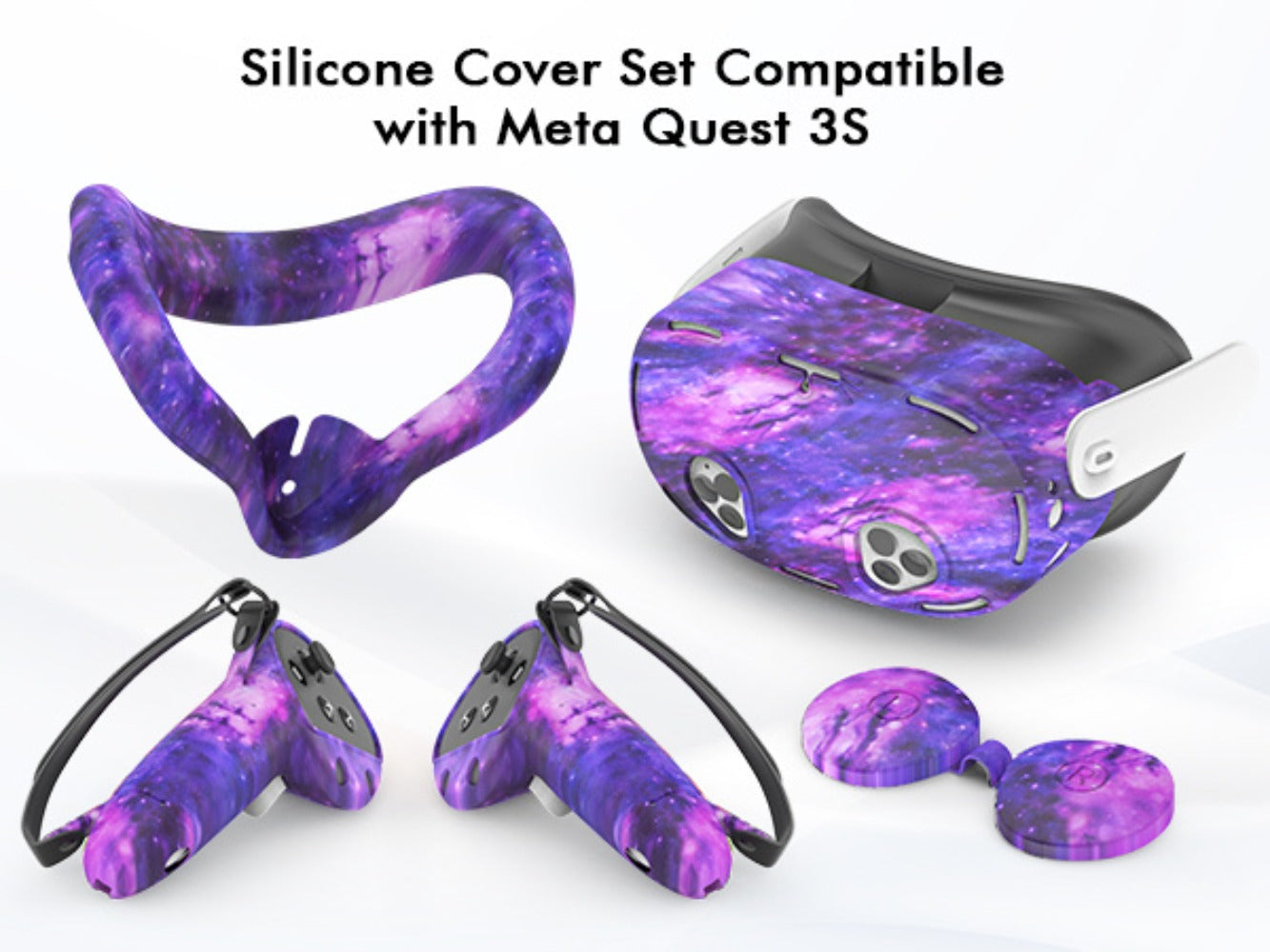 Meta Quest 3S Silicone Cover Set - VR Face Cover Shell Controller Grip Case Camera Lens Protector for an Everyday Personal Care Routine