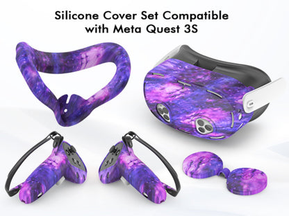 Meta Quest 3S Silicone Cover Set - VR Face Cover Shell Controller Grip Case Camera Lens Protector for an Everyday Personal Care Routine
