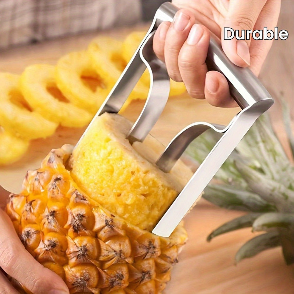 Pineapple Corer and Slicer with Twin-Grip Frame in 1-Piece or 2-Piece Quantity Options for Kitchen Prep