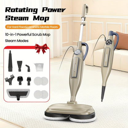 Steam Mop 10-in-1 Spinning Rotating Mop Pads with Steam Blaster Technology - 3 Steam Modes, LED Headlights