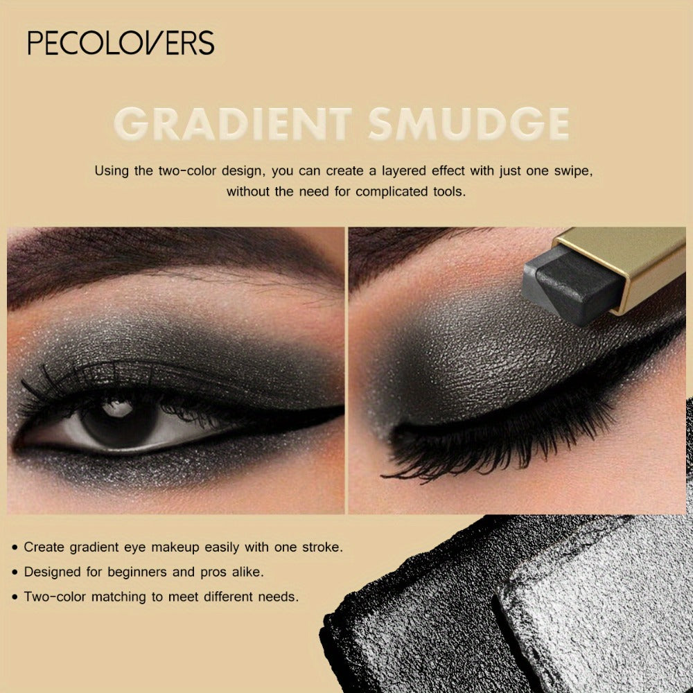 Glitter Eyeshadow Stick Pencil Set 6pcs Double Color Gradient Shimmer Metallic Waterproof, for Makeup, Travel and Everyday Vanity Use