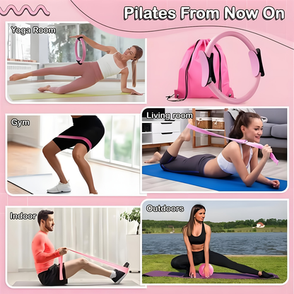 Pilates Set for Women 14-Piece – Includes 13-Inch Pilates Ring, 9-Inch Yoga Ball, 5 Resistance Bands & Hip Thrust Bands