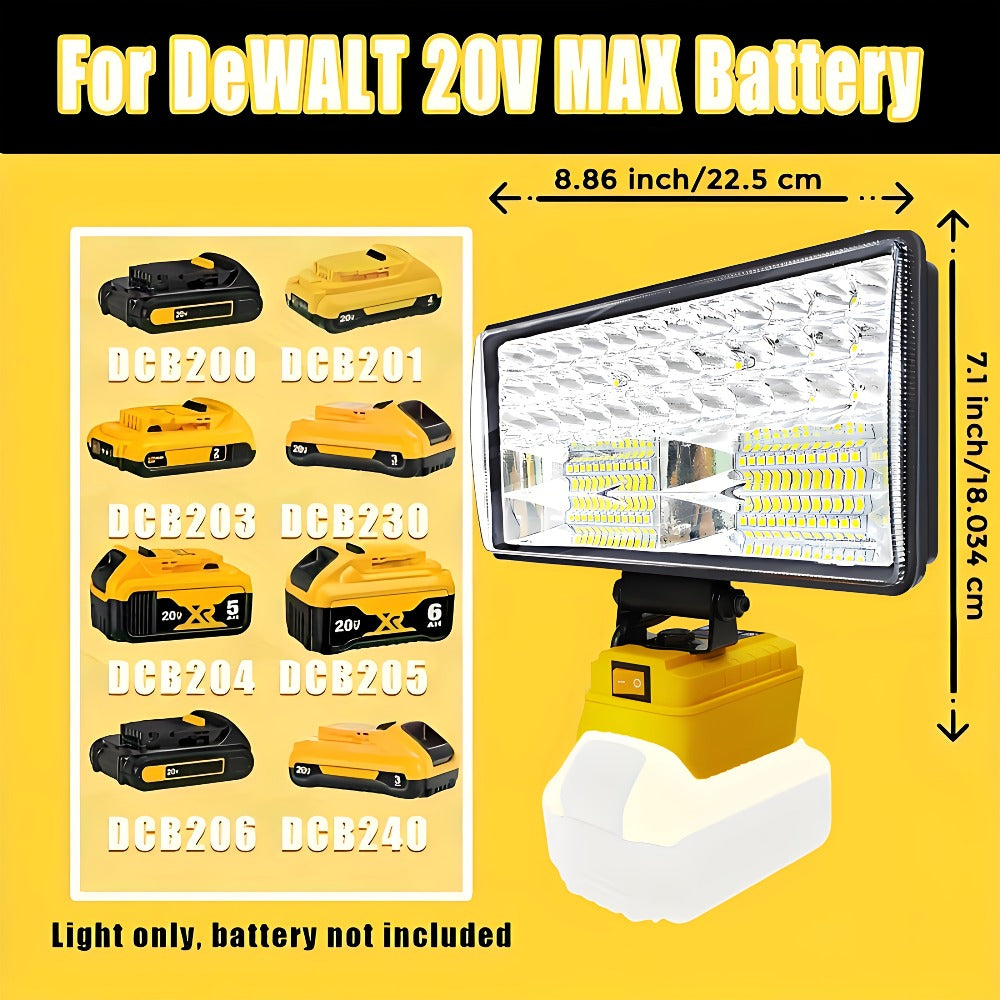 Cordless LED Work Light for DeWalt 20V Battery, 30W/90W 1800/5400 Lumen LED Floodlight, Battery Powered Work Light for Automotive