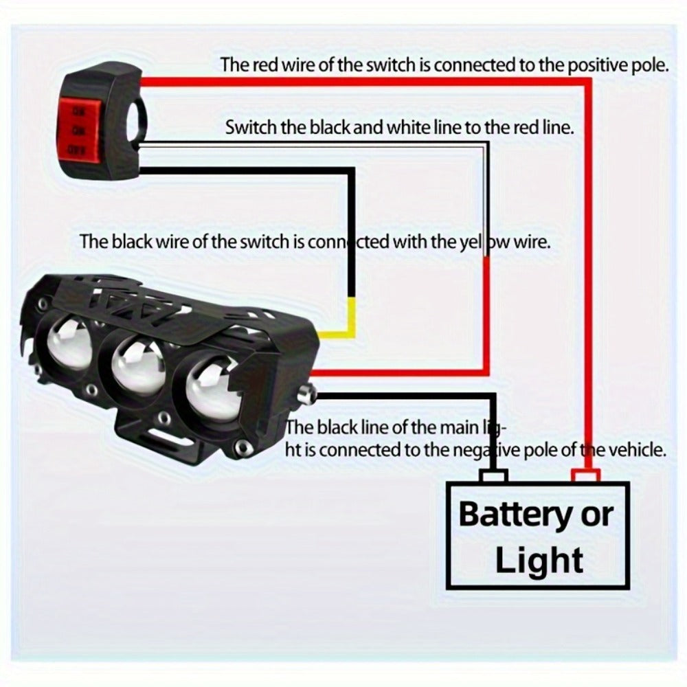 Motorcycle LED Lights 2 Pack with Switch – Dual Color White & Amber High Low Beam Auxiliary Driving Lights for Motorcycle Truck ATV UTV SUV