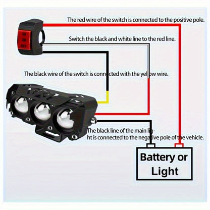 Motorcycle LED Lights 2 Pack with Switch – Dual Color White & Amber High Low Beam Auxiliary Driving Lights for Motorcycle Truck ATV UTV SUV