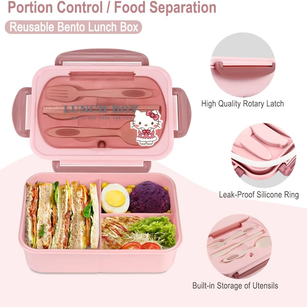 Sanrio Lunch Box Set 53pcs Bento Box with Thermal Bag Breakfast Cup Portable Sealed Compartment Microwave for Work Picnic School