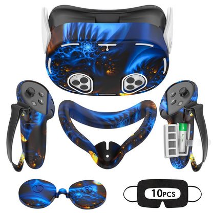 Meta Quest 3S Silicone Cover Set - VR Face Cover Shell Controller Grip Case Camera Lens Protector for an Everyday Personal Care Routine