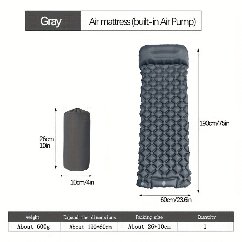 Camping Sleeping Pad Inflatable & Self-Inflating – Ultralight TPU Nylon Mat with Built-In Pump, Single & Double Size for Backpacking