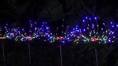 Solar Garden Lights Outdoor Waterproof IP65 – Fireworks Fairy Lights 8 Modes Multi-Color Solar Powered Landscape Decoration for Garden