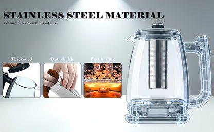 Electric Kettle 1.8L Stainless Steel, Fast Boil with Auto Shut-Off, Boil-Dry Protection, Removable Filter & 360° Swivel Base