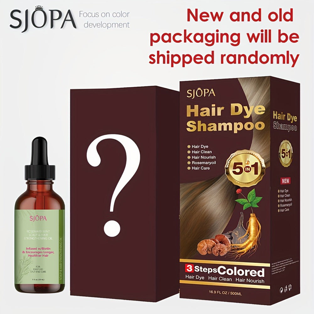 Natural Hair Dye Shampoo Kit 3-in-1 with Rosemary Oil & Squalane, Plant-Based Gray Hair Coverage