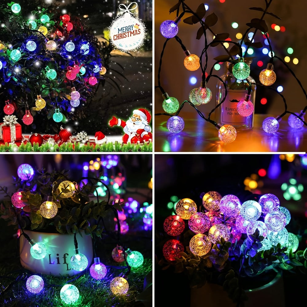 Moroccan Solar String Lights Outdoor – Metal Sphere Fairy Lights with 20/30/50 LED Beads, 8 Modes