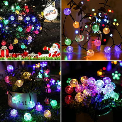 Moroccan Solar String Lights Outdoor – Metal Sphere Fairy Lights with 20/30/50 LED Beads, 8 Modes
