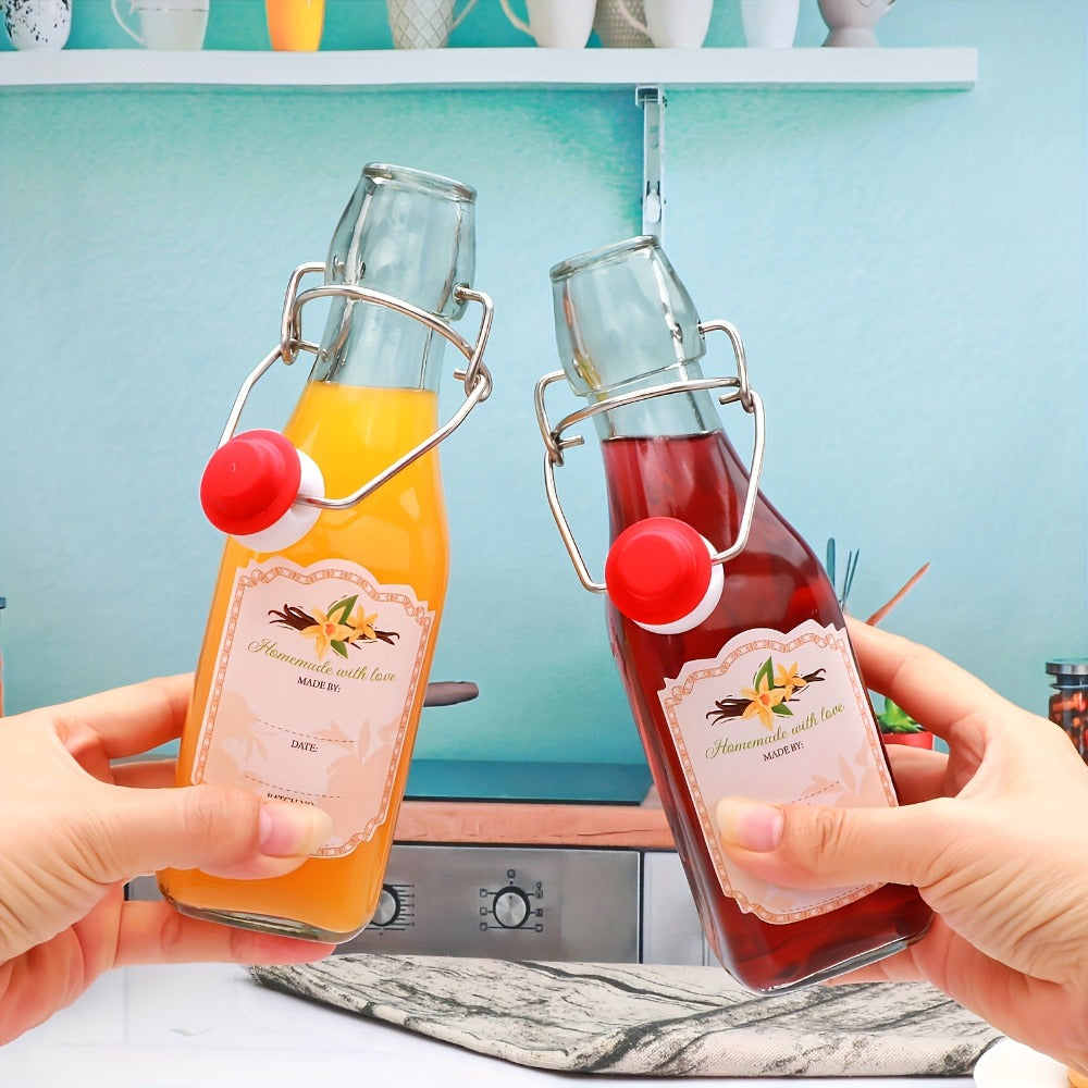 Glass Bottle Set Kitchen Organizer 8 oz Clear Swing-Top Bottles in 6-, 9- or 12-Piece Packs