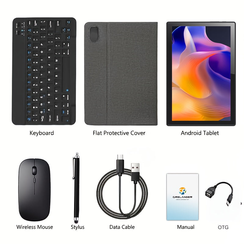 Android Tablet 10.1-Inch Work and Study Bundle with 6GB RAM, 128GB Internal Storage and Keyboard