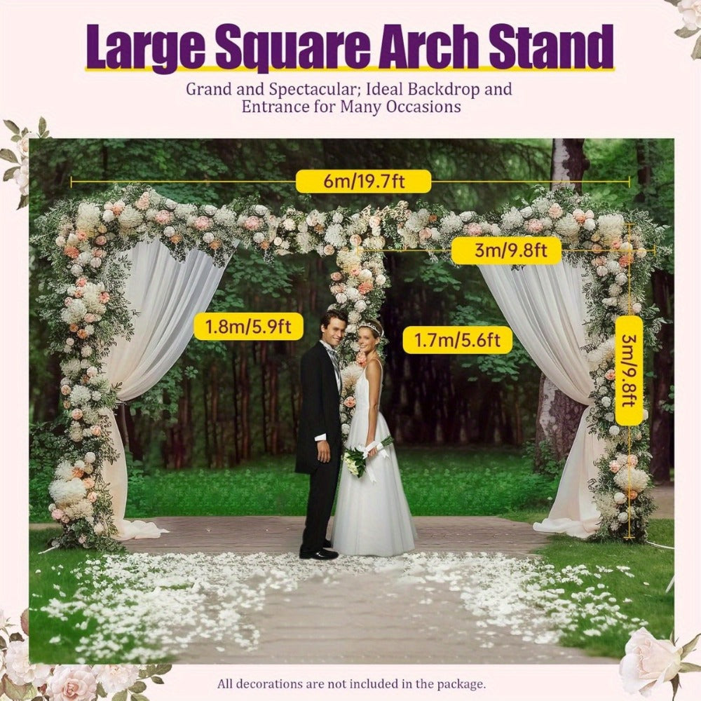 Backdrop Stand 20 x 10-Foot Stainless Pipe-and-Drape Frame with Three Square Bases and 15-Pole Kit