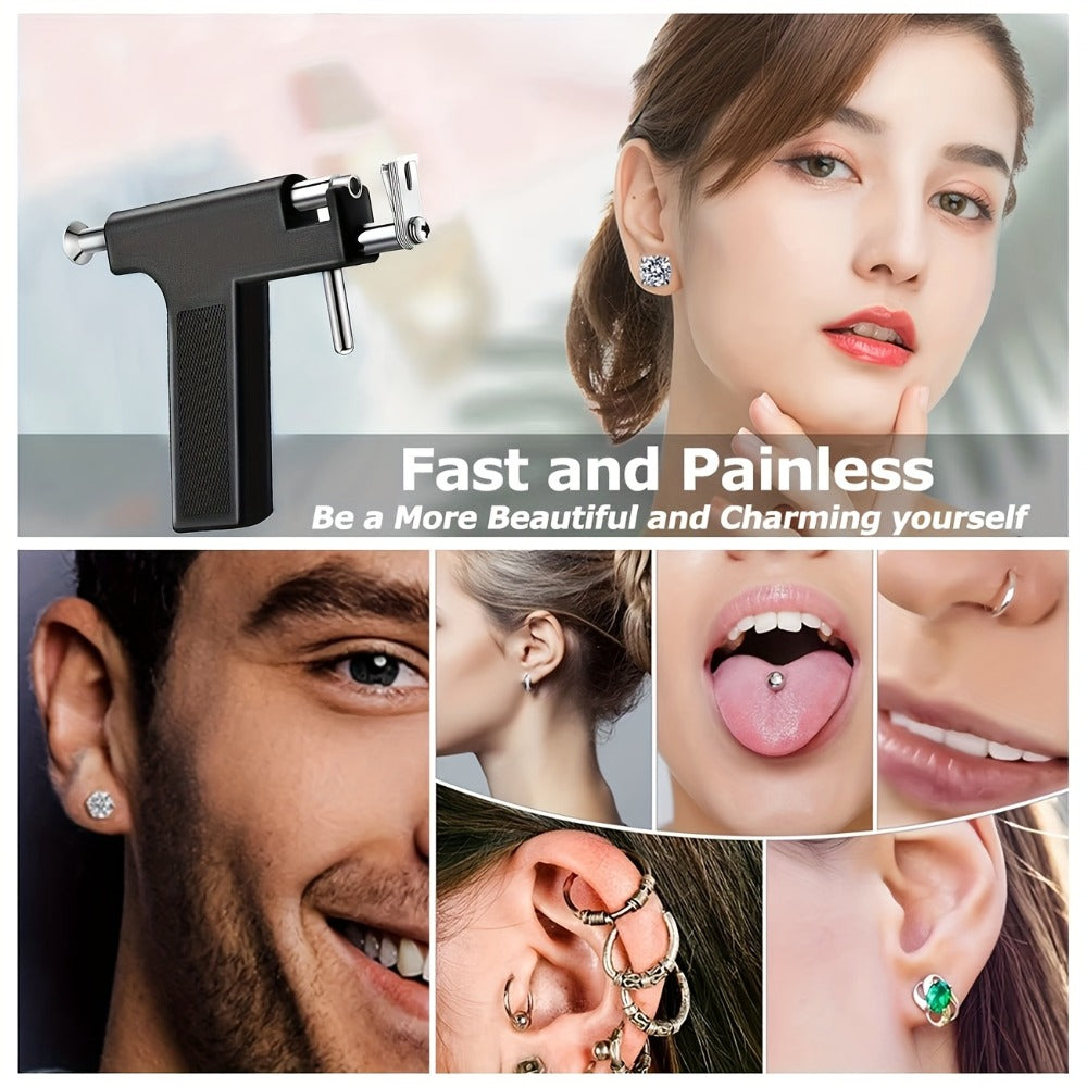 Ear Piercing Tool Set Reusable - Safe Ear Piercing Kit with Ear Studs, Professional Piercing Gun for Home & Salon Use