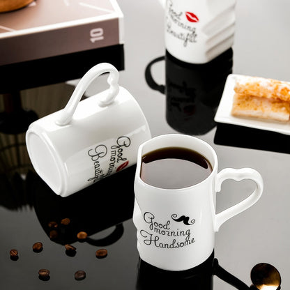 Kissing Couple Ceramic Mug Set 2pcs – Love Coffee Mug Anniversary Wedding Valentine Gift 360ml