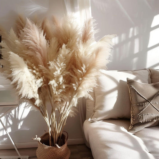 Pampas Grass Decor 10 Stalks 45 Inch Tall Natural Dried Fluffy Plumes for Floor Vase, Living Room