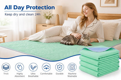 Reusable Underpads 36x36 Inch Extra Heavy Absorbency Bed Pads for Adults Kids and Elderly for Entryways, Bedrooms and Living Spaces